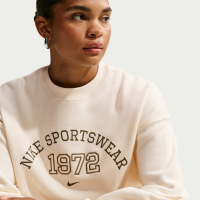 Oversized Nike Studio Fleece-crewtrøje i medium vægt til kvinder - brun