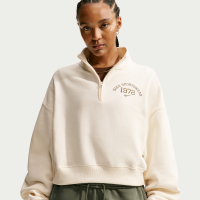 Oversized Nike Studio Fleece-top i medium vægt med 1/4-lynlås og kortere snit til kvinder - brun