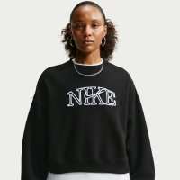 Oversized Nike Studio Fleece-sweatshirt i mellemkraftig kvalitet med rund hals og kort snit til kvinder - sort