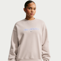 Oversized Nike Studio Fleece-crewtrøje i medium vægt til kvinder - brun
