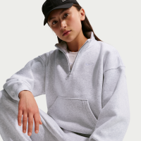 Oversized Nike Studio Fleece-top med 1/4-lynlås til større børn (piger) - brun