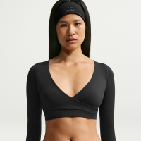 NikeSKIMS Matte Wrap-top med lange ærmer til kvinder - sort