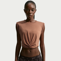 Kort NikeSKIMS Performance Twist-tanktop med twist i bomuldsblanding til kvinder - brun
