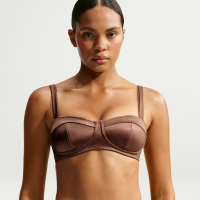 NikeSKIMS Satin Shine Picot Sports-bh med indlæg til kvinder - brun