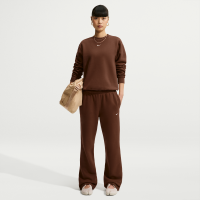 Nike Studio Fleece-bukser i medium vægt med mid rise og åben søm til kvinder - brun