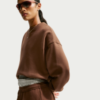 Oversized Nike Studio Fleece-sweatshirt i mellemkraftig kvalitet med rund hals til kvinder - brun