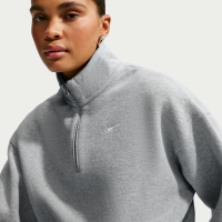 Oversized Nike Studio Fleece-top i medium vægt med 1/4-lynlås og kortere snit til kvinder - grå