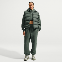 Oversized Nike Studio Fleece-bukser med høj talje og opslag i medium vægt til kvinder - grøn