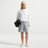 Oversized Nike Studio Fleece-shorts i medium vægt med høj talje til kvinder - grå