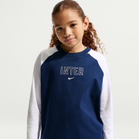 Inter Milan Nike Football-T-shirt med lange ærmer til større børn - blå