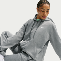 Nike Studio Fleece Sport Therma-FIT-hættetrøje med lynlås i fuld længde til kvinder - grå