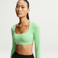 Langærmet Nike Zenvy-sports-bh med indlæg og let støtte til kvinder - grøn