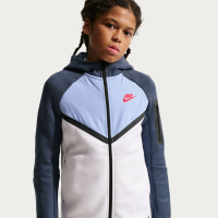 Nike Tech Fleece-hættetrøje med lynlås til større børn - hvid