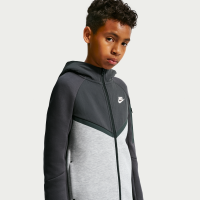 Nike Tech Fleece-hættetrøje med lynlås til større børn - grå