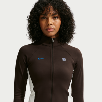 Langærmet Nike -trøje med lynlås i fuld længde til kvinder - brun
