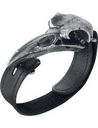 Alchemy Gothic Læderarmbånd - Raven Skull - Unisex - Standard