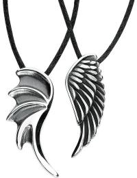 etNox Vedhæng - Angel and Devil - Unisex - sølvfarvet