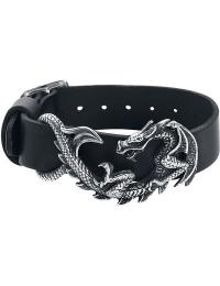 Alchemy Gothic Læderarmbånd - Maelstrom Leather Wristrap - Unisex - sort-sølv