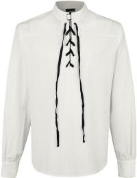 Banned Alternative Skjorte - Schnürhemd mit Schnalle - M till 4XL - Herrer - råhvid