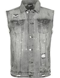 Forplay Vest - Destroyed Washed Denim Vest - S till XXL - Herrer - grå