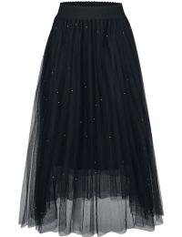 Banned Retro Mellemlang nederdel - Sophia Stud Net Skirt - S-M till L-XL - Damer - sort