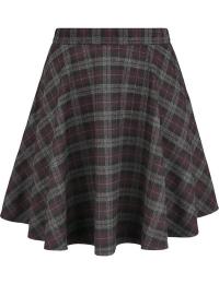 Banned Retro Kort nederdel - Rock Check Flared - XS till 4XL - Damer - grå-lilla