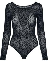 Urban Classics Bodystocking - Ladies Flock Lace Longsleeve Body - XS till XL - Damer - sort