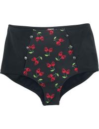 Rock Rebel by EMP Bikinitrusser - Black Bikini Bottoms with Rockabilly Print and Buttons - M till XL - Damer - sort