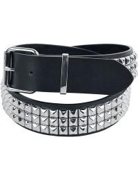 Black Premium by EMP Bælte - Black Three-Row Studded Belt - Unisex - sort