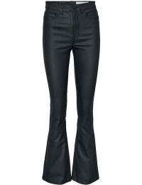 Noisy May Kunstlæderbukser - Sallie High Waist Flare Coated - W26L32 till W34L32 - Damer - sort