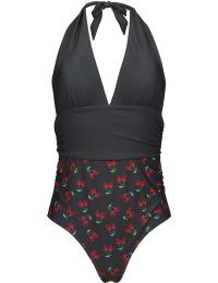 Rock Rebel by EMP Badedragt - Skull Cherry Swimsuit - S - Damer - sort