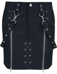 Gothicana by EMP Kort nederdel - Eyelets and straps - S till XXL - Damer - sort