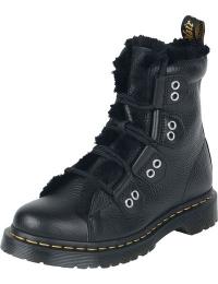 Dr. Martens Støvle - 1460 LTT FL - Black Milled Nappa & Black Wanama & Black Milo Fur (Dh-A012) - EU36 till EU40 - Damer - sort