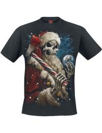 Spiral T-shirt - Candy cane Santa - S till M - Herrer - sort