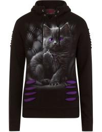 Spiral Hættetrøje - Cattitude - M till XL - Damer - sort-lilla