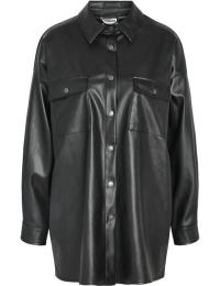 Noisy May T-shirt - NMFLANNY L/S OVERSIZE PU SHIRT NOOS - S till M - Damer - sort