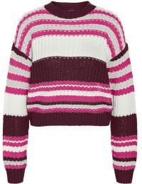 Noisy May Striktrøje - NMCHARLIE L/S O-NECK STRIPE STRIK NOOS - XS till M - Damer - multifarvet