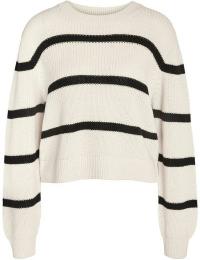 Noisy May Striktrøje - NMMAYSA L/S STRIPE O-NECK STRIK NOOS - XS till XL - Damer - creme