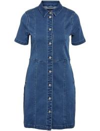 Noisy May Kort kjole - NMNISA S/S SLIM DENIM DRESS VI526BL NOOS - XS till S - Damer - blå