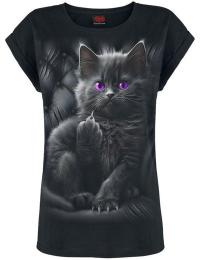 Spiral T-shirt - Cattitude Girlie-Shirt - M till XXL - Damer - sort
