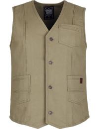 King Kerosin Vest - James Denim Vest - S till 3XL - Herrer - khaki