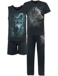 Spiral Pyjamas - Celtic Wolf - Herre Gothic Pyjamas Sæt (4 dele) - M till XXL - Herrer - sort