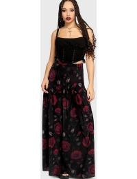Killstar Lang nederdel - Mourning Muse - Fawnelle Skirt - L till XXL - Damer - sort-rød