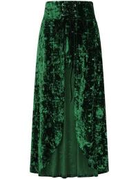 Banned Alternative Lang nederdel - Sanctum Velvet SKIRT - XS till XXL - Damer - grøn