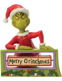 The Grinch Samlerfigurer - The Grinch with Rotating Sign - The Grinch by Jim Shore - Ingen - multifarvet