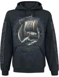 Spiral Hættetrøje - Vikinger fra Norden - S till 4XL - Herrer - sort