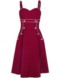 Voodoo Vixen Mellemlang kjole - Claudia Red Seaside - XS till XL - Damer - rød