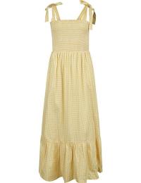 Timeless London Lang kjole - Sonny Dress - XS till 4XL - Damer - gul-hvid