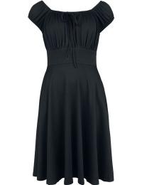 Voodoo Vixen Mellemlang kjole - Gathered Neckline Flare Dress - XS till XL - Damer - sort
