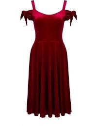 Hell Bunny Mellemlang kjole - Carrie Dress - XS till L - Damer - rød